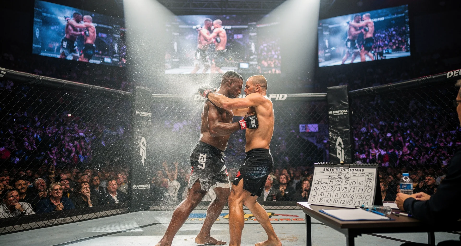 קרב UFC אינטנסיבי בזירת האוקטגון